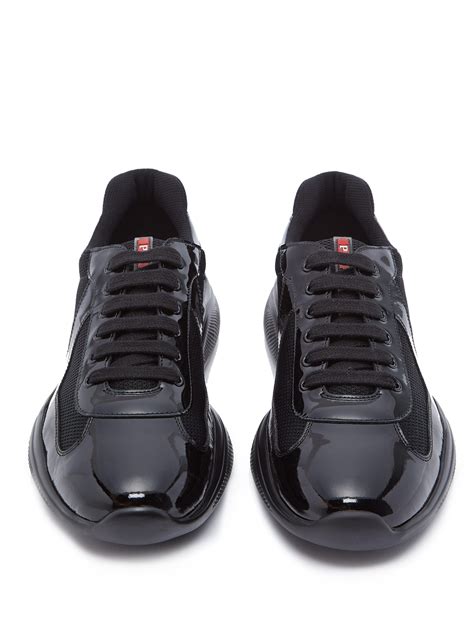 prada black patent trainers|prada black leather shoes.